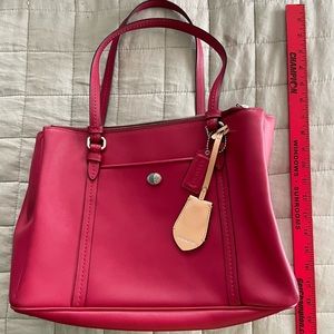 Coach deep pink leather tote bag